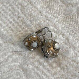 vintage dangling seed pearl and moonstone earrings